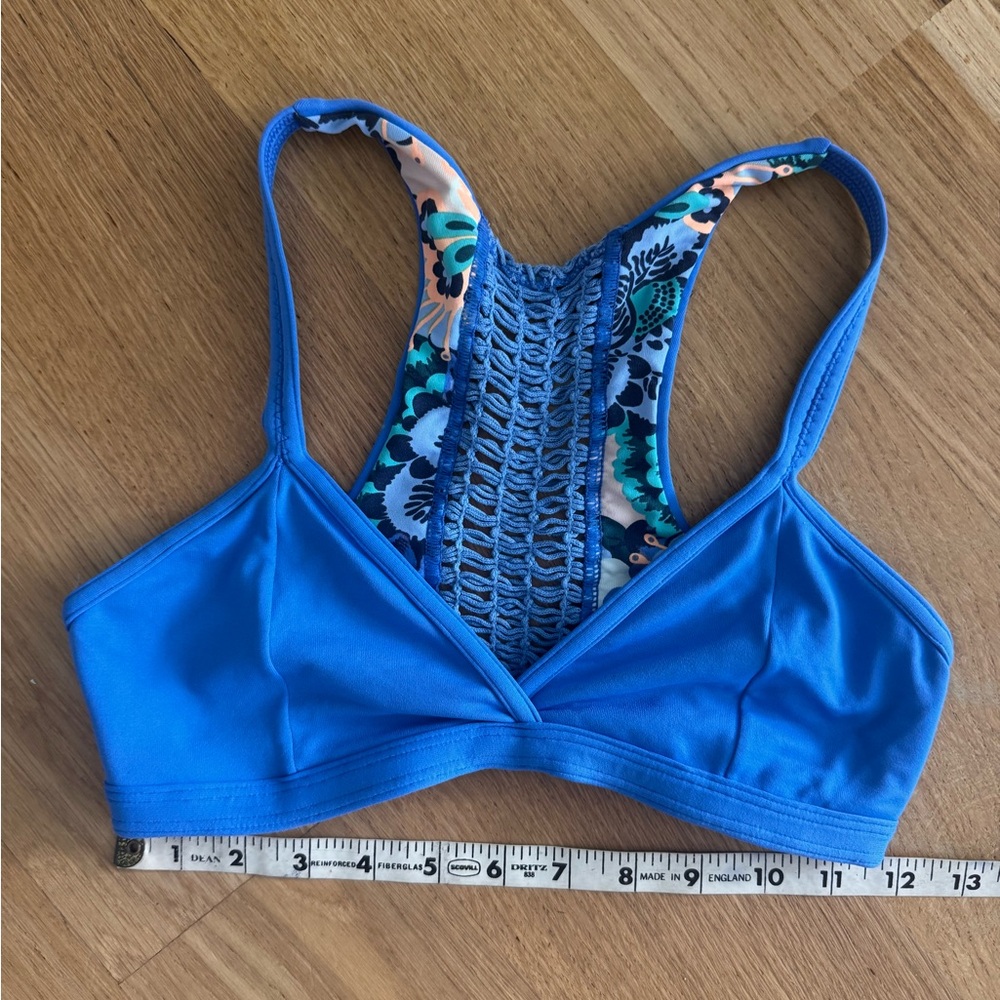 Maaji Blue floral crochet Racerback Bikini medium